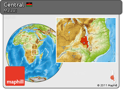 Physical Location Map of Central, within the entire country
