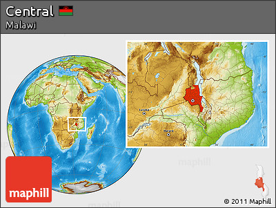Physical Location Map of Central, within the entire country