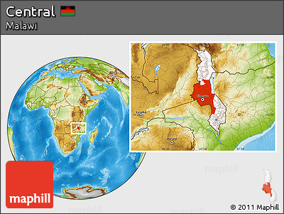 Physical Location Map of Central, highlighted country