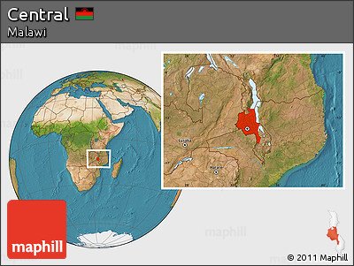 Satellite Location Map of Central, within the entire country