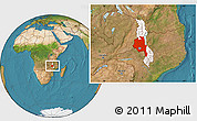 Satellite Location Map of Central, highlighted country, within the entire country