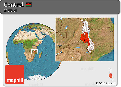 Satellite Location Map of Central, highlighted country