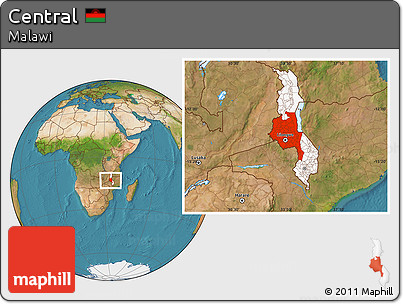 Satellite Location Map of Central, highlighted country