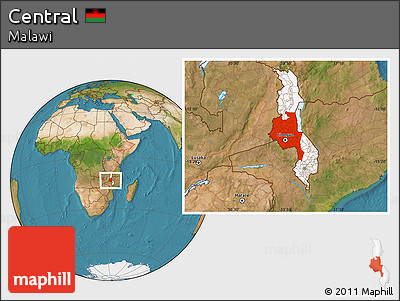 Satellite Location Map of Central, highlighted country