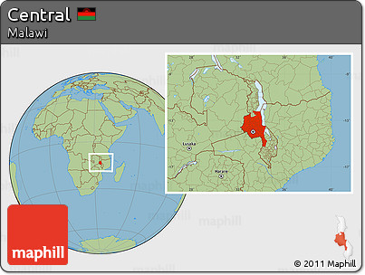 Savanna Style Location Map of Central, within the entire country