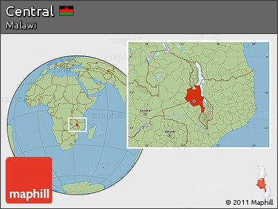 Savanna Style Location Map of Central, within the entire country