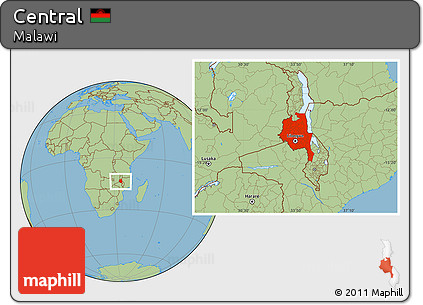 Savanna Style Location Map of Central