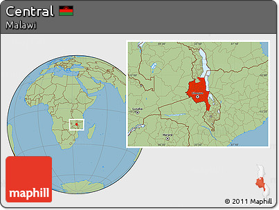 Savanna Style Location Map of Central