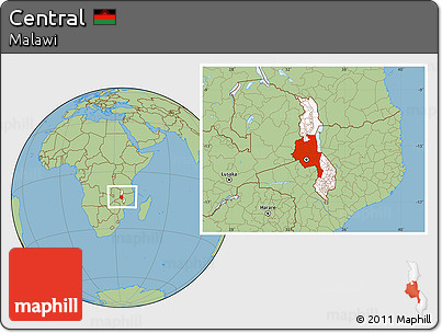 Savanna Style Location Map of Central, highlighted country, within the entire country