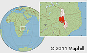 Savanna Style Location Map of Central, highlighted country, within the entire country