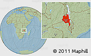 Savanna Style Location Map of Central, hill shading