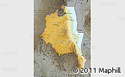 Physical Map of Central, darken, semi-desaturated