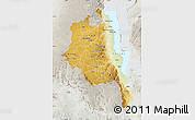Physical Map of Central, lighten, semi-desaturated