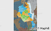 Political Map of Central, darken, semi-desaturated