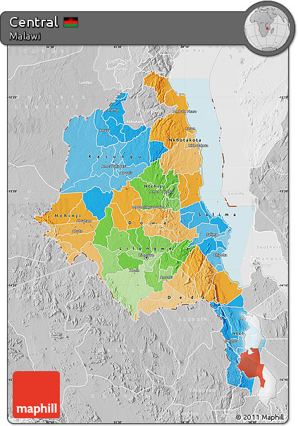 Political Map of Central, lighten, desaturated