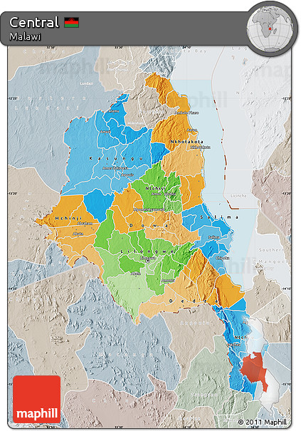 Political Map of Central, lighten, semi-desaturated