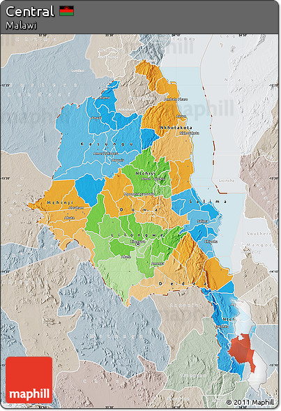 Political Map of Central, lighten, semi-desaturated