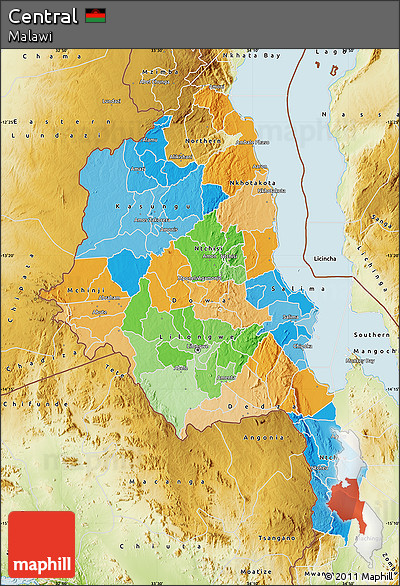 Political Map of Central, physical outside
