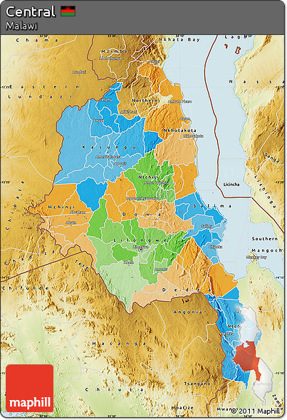 Political Map of Central, physical outside