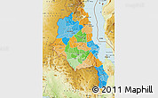 Political Map of Central, physical outside