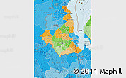 Political Map of Central, political shades outside