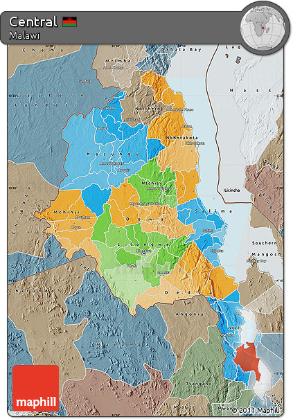 Political Map of Central, semi-desaturated