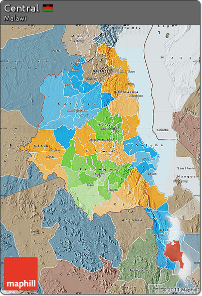 Political Map of Central, semi-desaturated