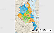 Political Map of Central, shaded relief outside