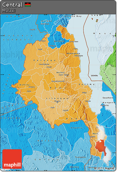 Political Shades Map of Central
