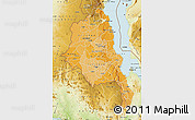 Political Shades Map of Central, physical outside