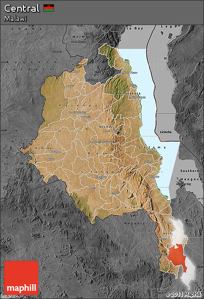 Satellite Map of Central, darken, desaturated