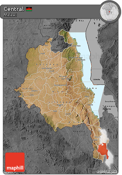Satellite Map of Central, darken, desaturated
