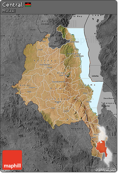 Satellite Map of Central, darken, desaturated
