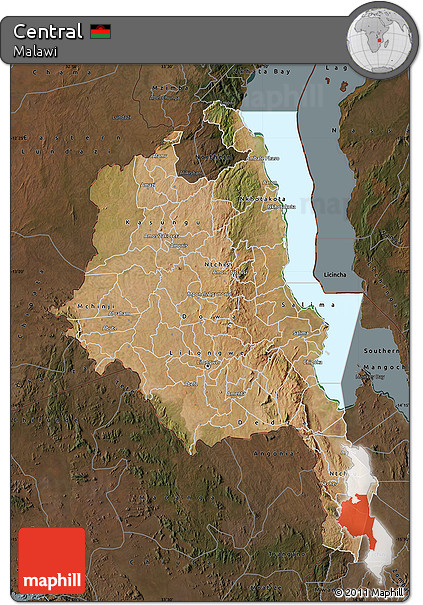 Satellite Map of Central, darken