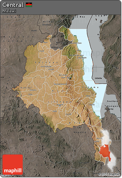 Satellite Map of Central, darken, semi-desaturated