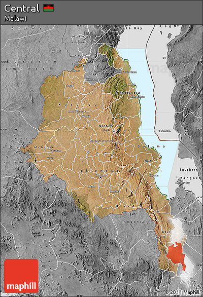 Satellite Map of Central, desaturated
