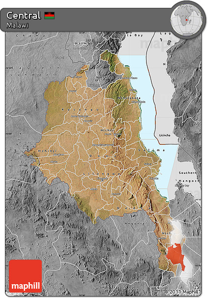 Satellite Map of Central, desaturated
