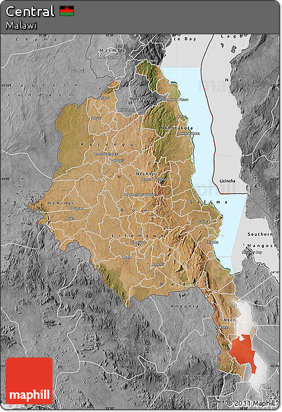 Satellite Map of Central, desaturated