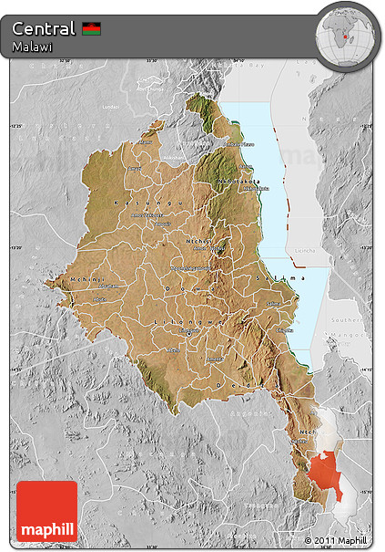 Satellite Map of Central, lighten, desaturated
