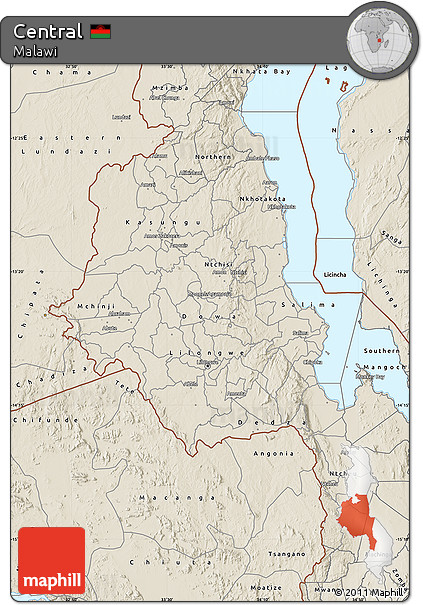 Shaded Relief Map of Central