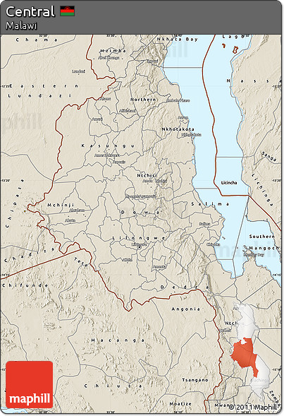 Shaded Relief Map of Central
