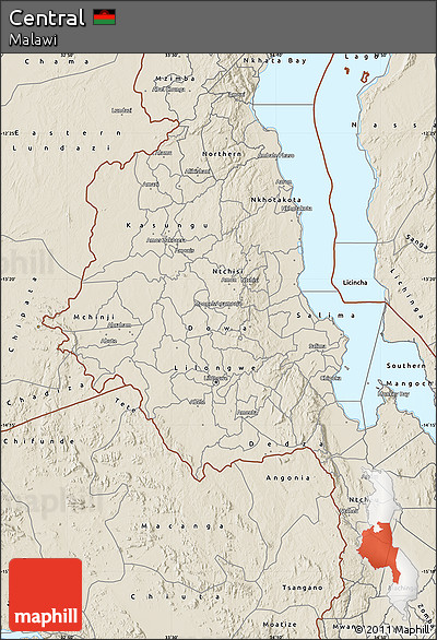 Shaded Relief Map of Central