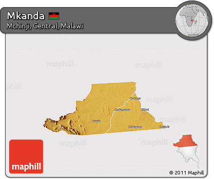 Physical 3D Map of Mkanda, cropped outside