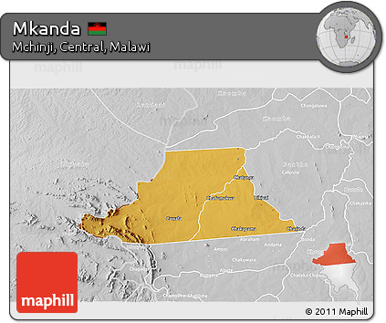 Physical 3D Map of Mkanda, lighten, desaturated