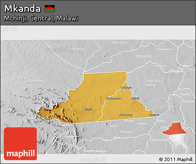 Physical 3D Map of Mkanda, lighten, desaturated