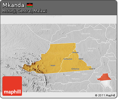 Physical 3D Map of Mkanda, lighten, desaturated