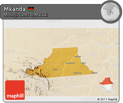 Physical 3D Map of Mkanda, lighten