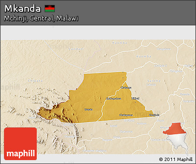 Physical 3D Map of Mkanda, lighten