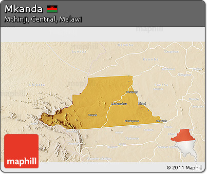 Physical 3D Map of Mkanda, lighten