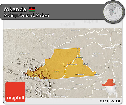 Physical 3D Map of Mkanda, lighten, semi-desaturated